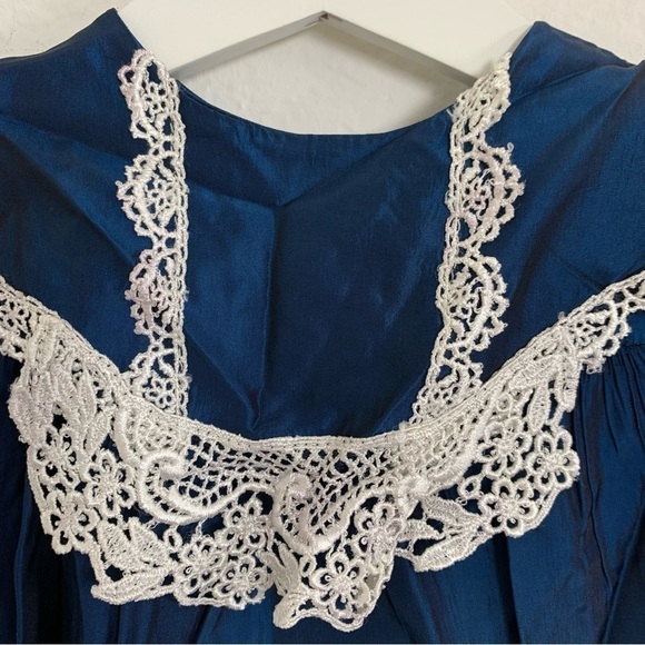 Vintage Jessica McClintock Gunne Sax Baby Taffeta Dress Big Collar Lace - Picture 3 of 17